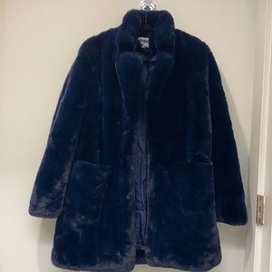 Apparis Navy Blue Faux Fur Coat- XS
